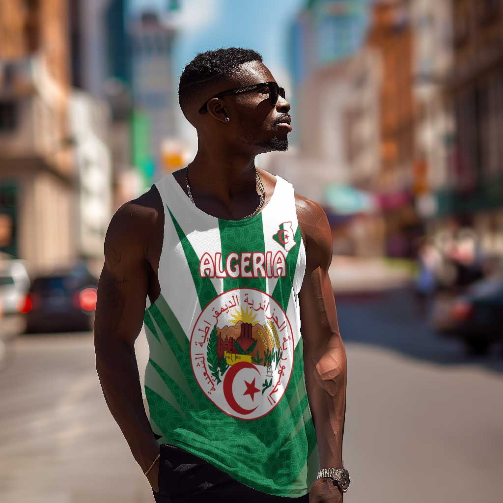 Personalised Afro Algeria Men Tank Top Coat Of Arms With Islamic Pattern