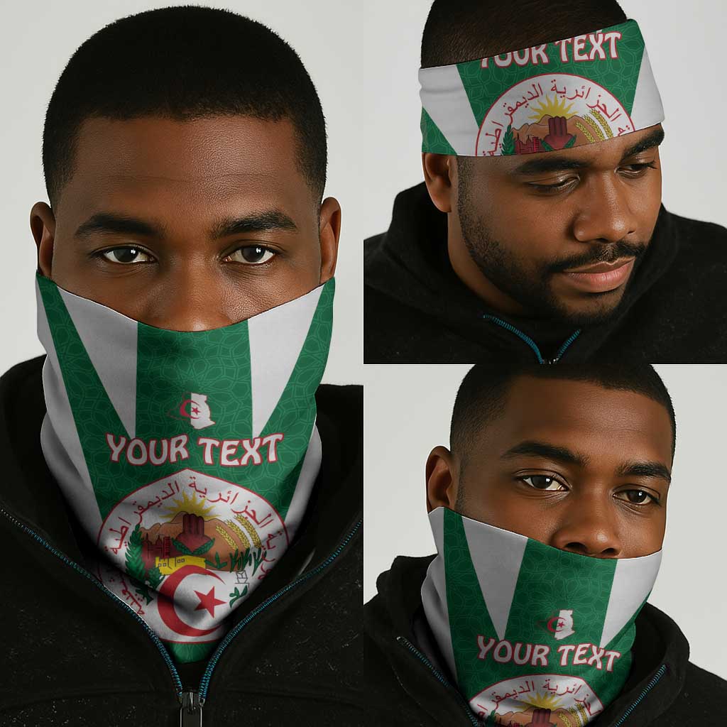 Personalised Afro Algeria Neck Gaiter Coat Of Arms Islamic Pattern LT15