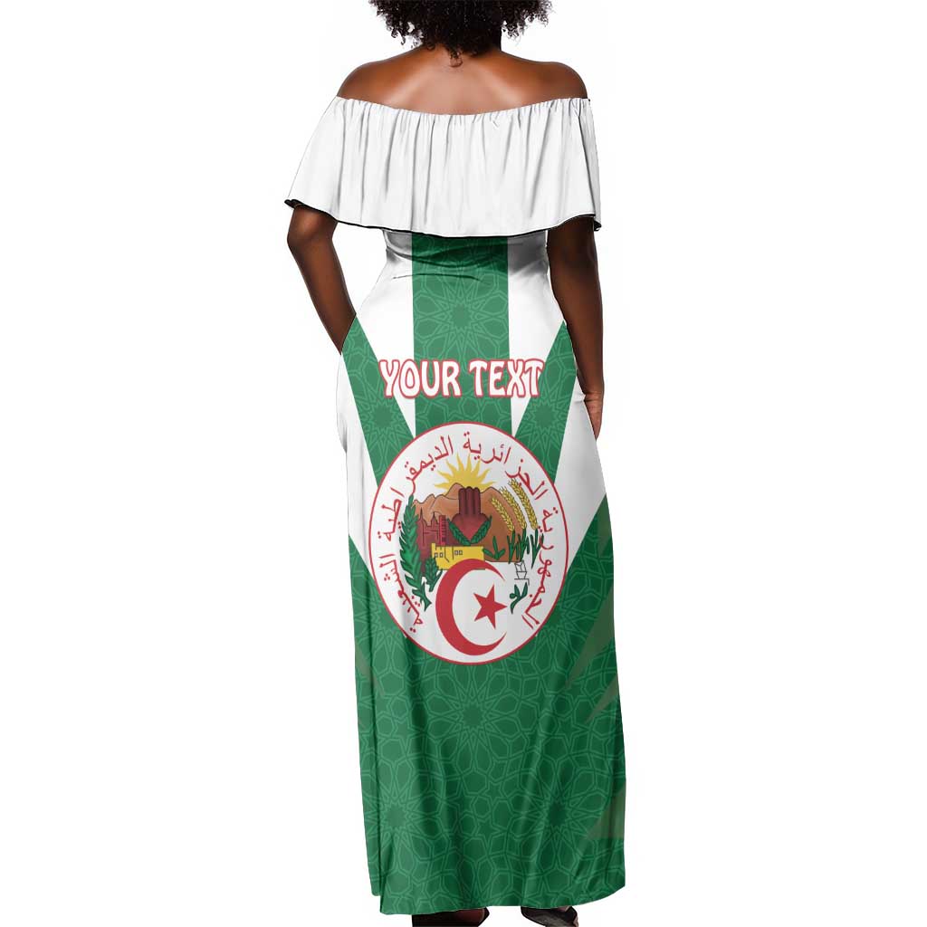 Personalised Afro Algeria Off Shoulder Maxi Dress Coat Of Arms With Islamic Pattern