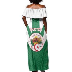 Personalised Afro Algeria Off Shoulder Maxi Dress Coat Of Arms With Islamic Pattern
