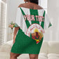 Personalised Afro Algeria Off Shoulder Short Dress Coat Of Arms With Islamic Pattern
