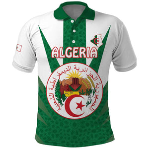 Personalised Afro Algeria Polo Shirt Coat Of Arms With Islamic Pattern