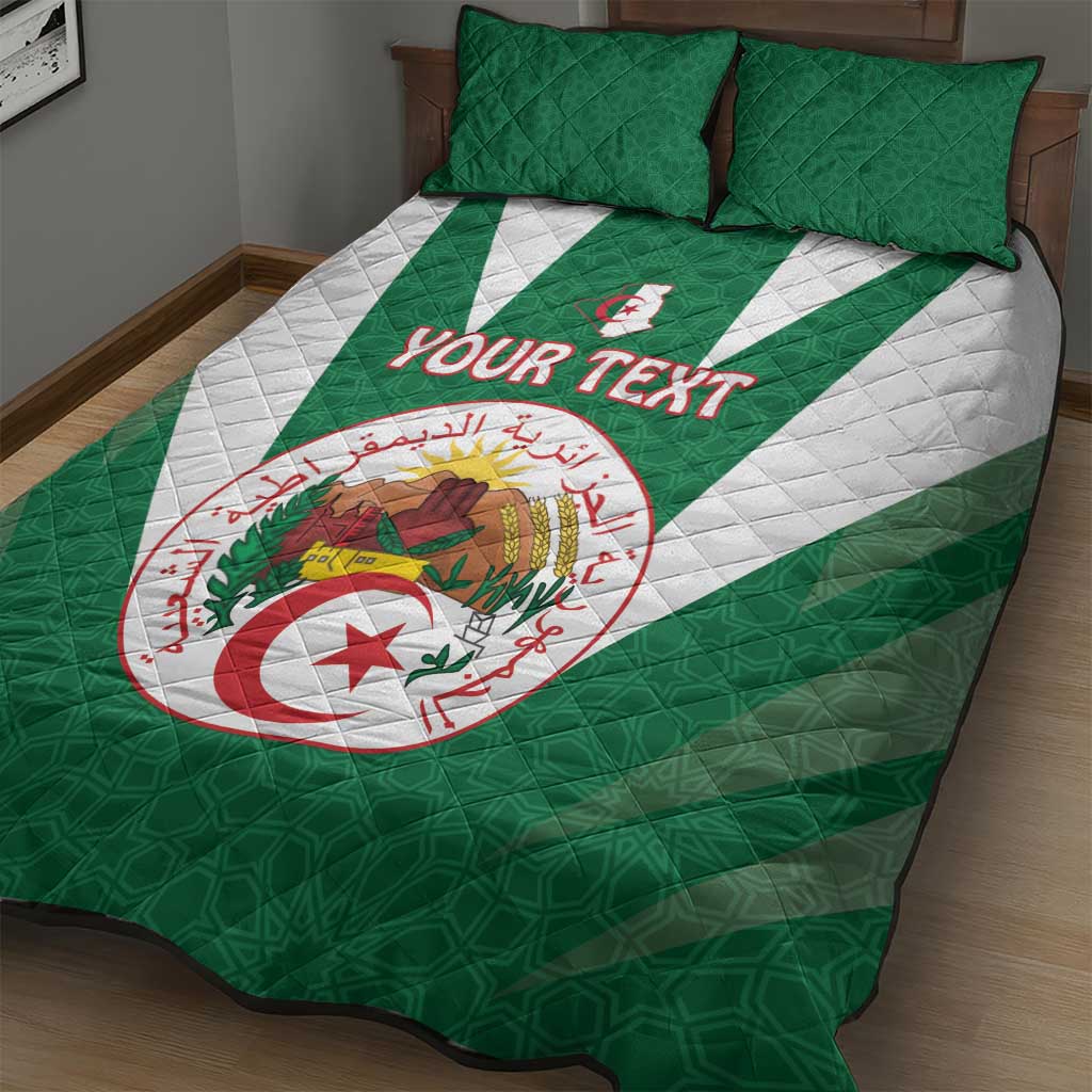 Personalised Afro Algeria Quilt Bed Set Coat Of Arms With Islamic Pattern