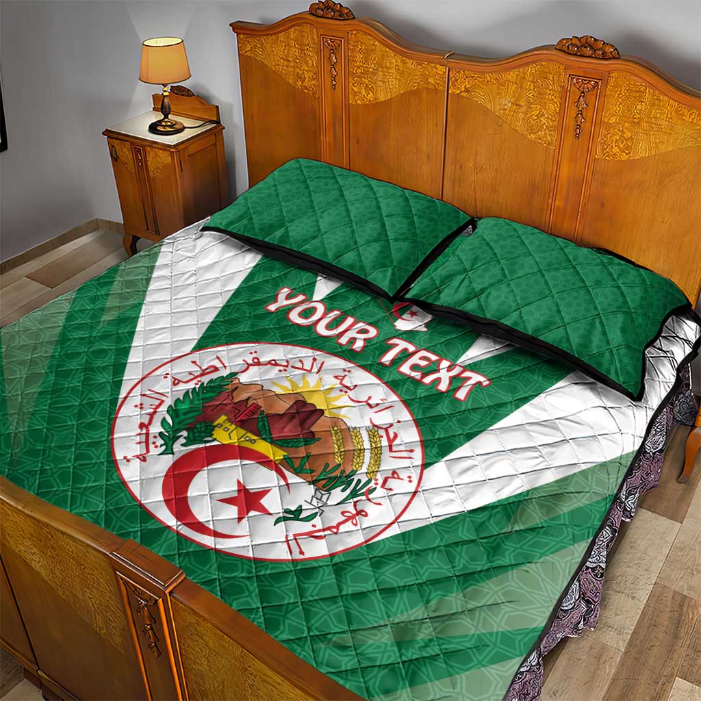 Personalised Afro Algeria Quilt Bed Set Coat Of Arms With Islamic Pattern
