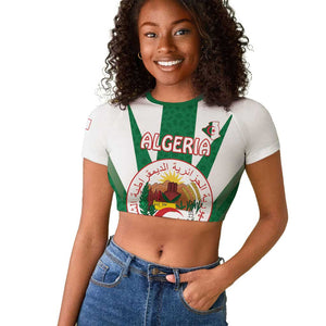 Personalised Afro Algeria Raglan Cropped T shirt Coat Of Arms With Islamic Pattern