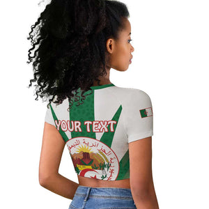 Personalised Afro Algeria Raglan Cropped T shirt Coat Of Arms With Islamic Pattern