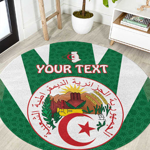 Personalised Afro Algeria Round Carpet Coat Of Arms With Islamic Pattern