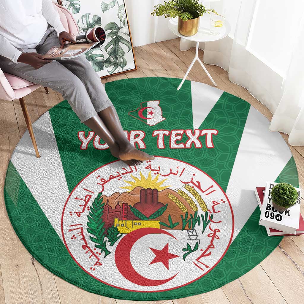 Personalised Afro Algeria Round Carpet Coat Of Arms With Islamic Pattern
