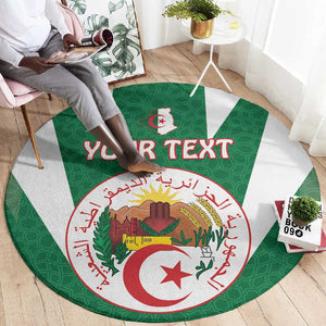 Personalised Afro Algeria Round Carpet Coat Of Arms With Islamic Pattern