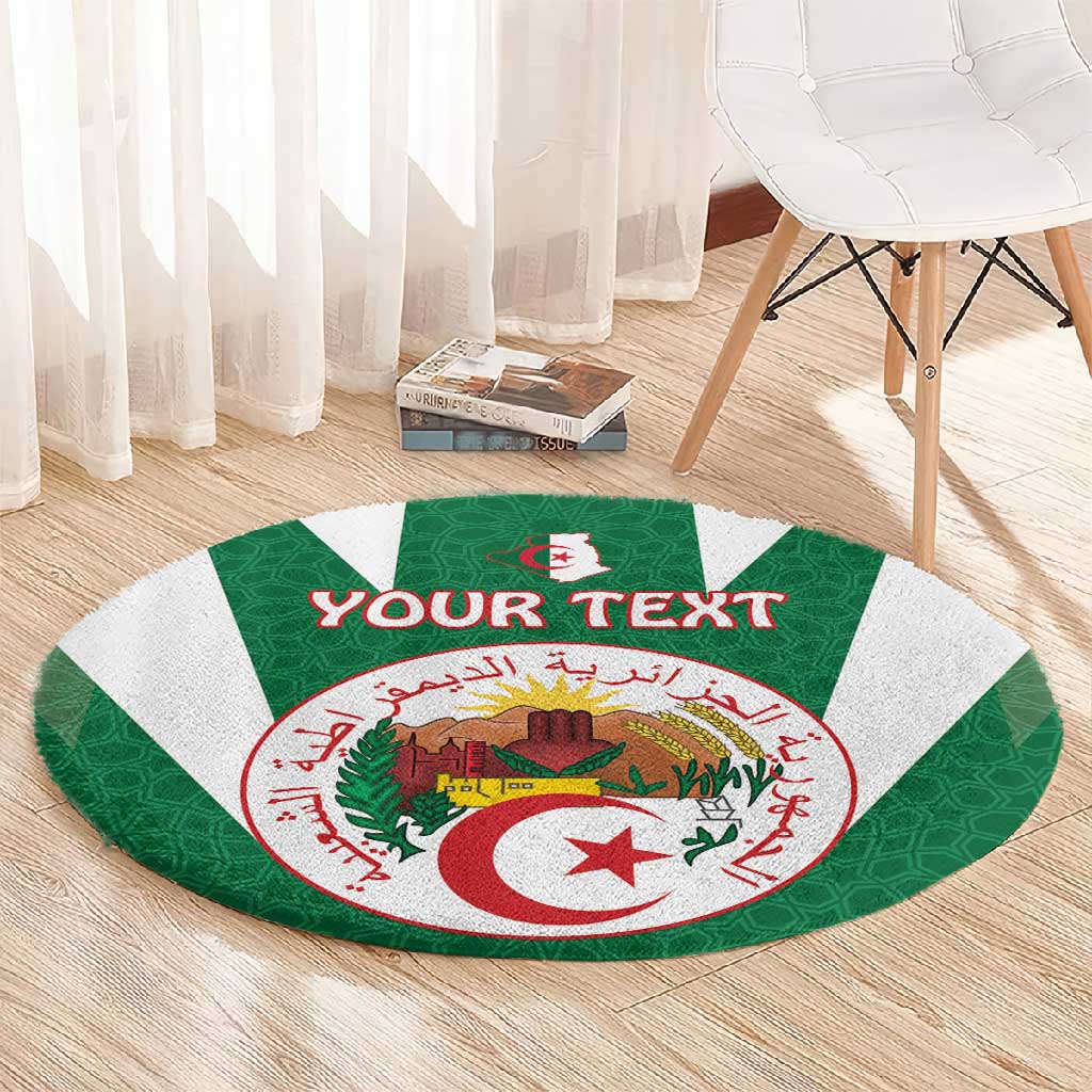 Personalised Afro Algeria Round Carpet Coat Of Arms With Islamic Pattern