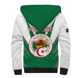 Personalised Afro Algeria Sherpa Hoodie Coat Of Arms With Islamic Pattern
