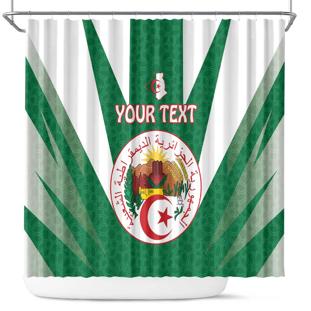 Personalised Afro Algeria Shower Curtain Coat Of Arms With Islamic Pattern