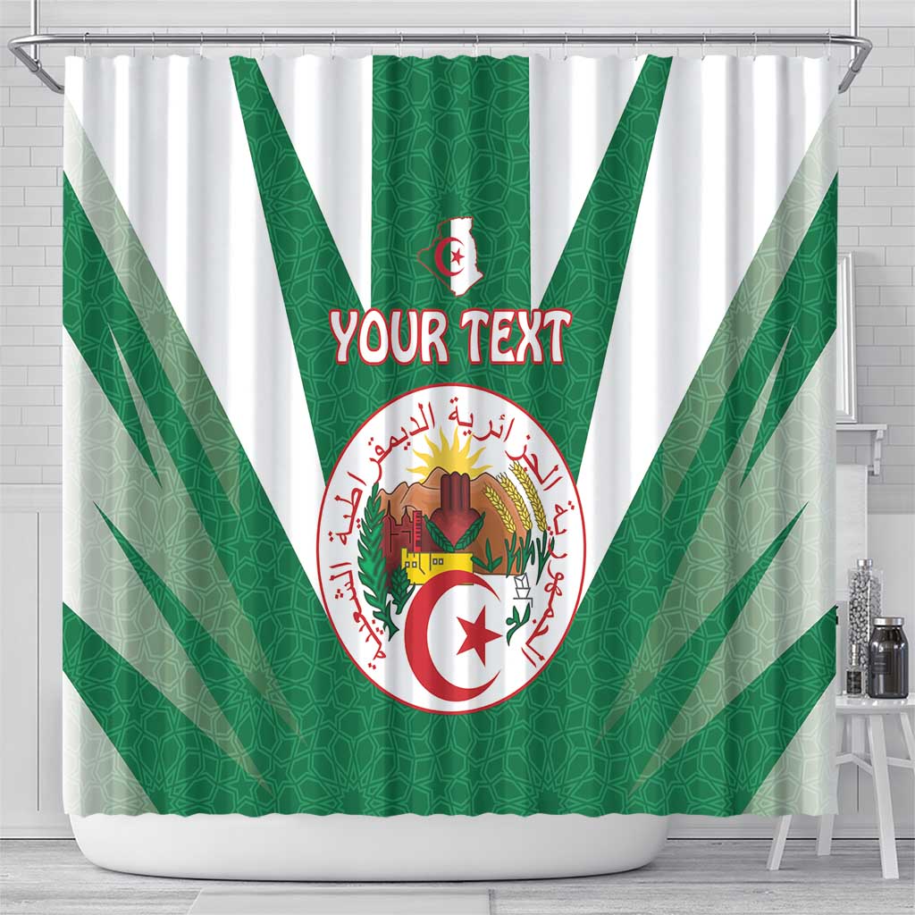 Personalised Afro Algeria Shower Curtain Coat Of Arms With Islamic Pattern