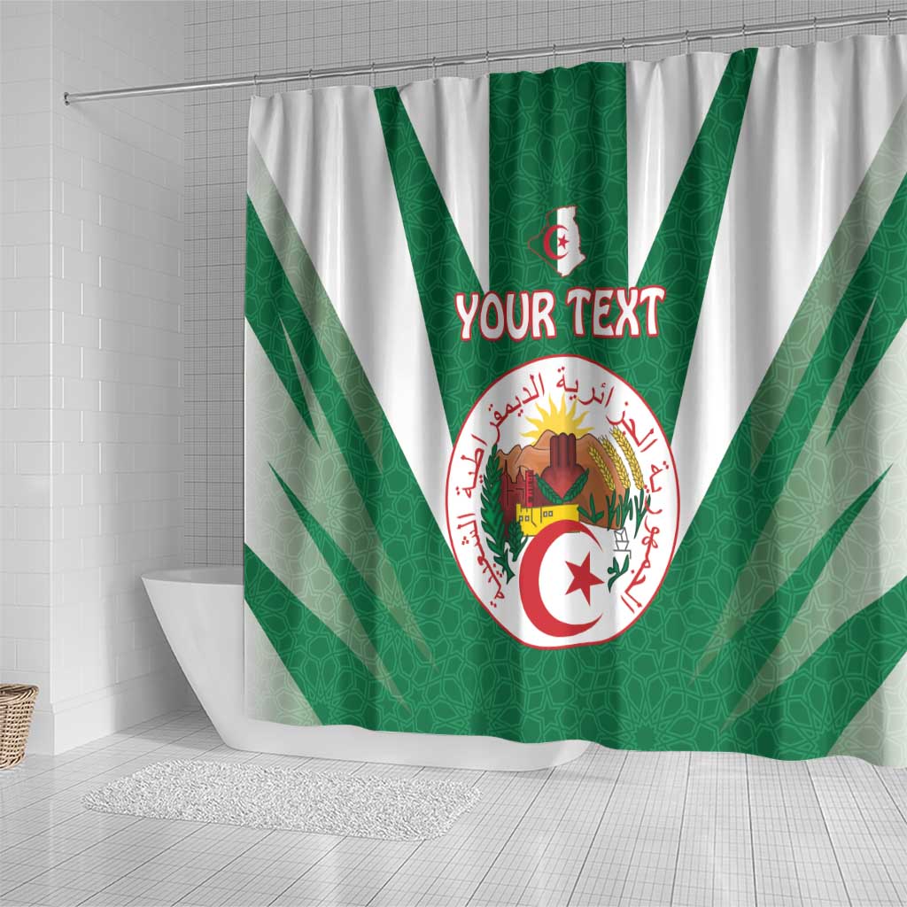 Personalised Afro Algeria Shower Curtain Coat Of Arms With Islamic Pattern