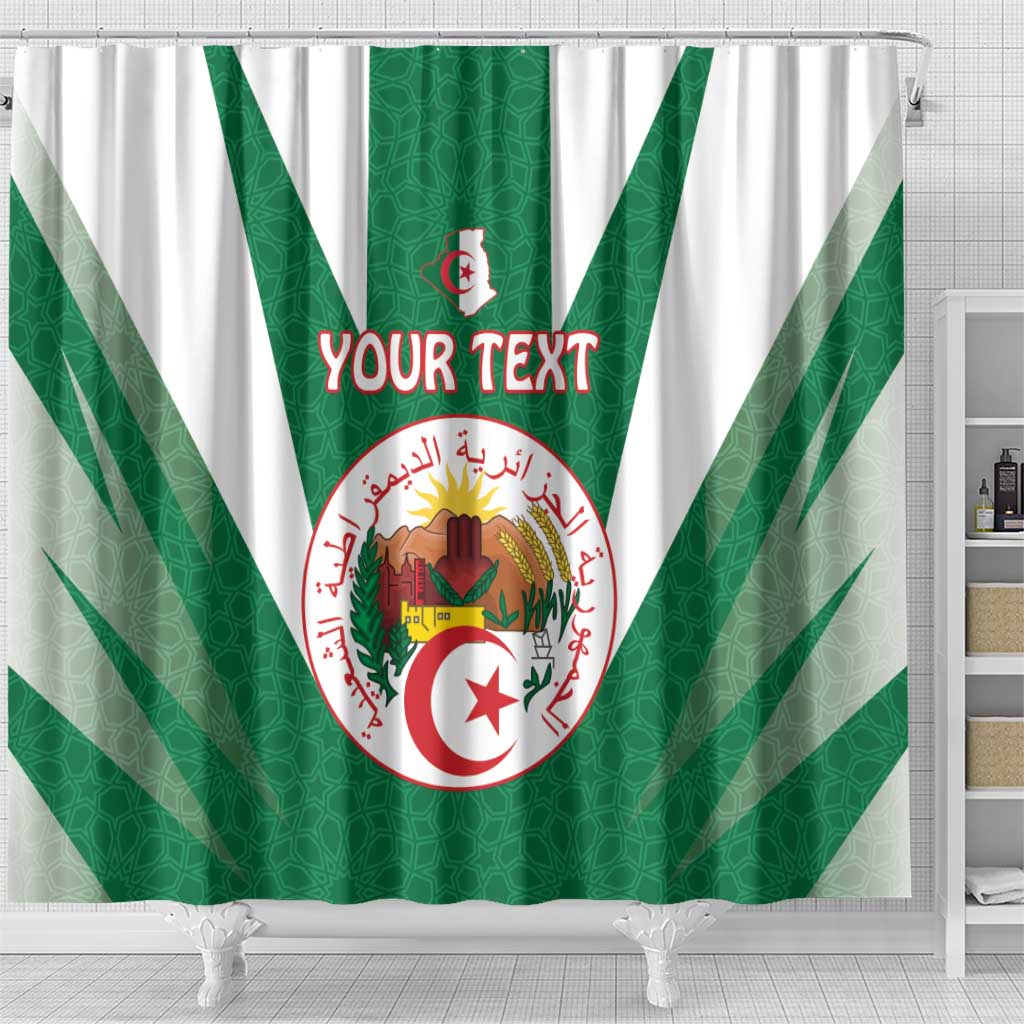 Personalised Afro Algeria Shower Curtain Coat Of Arms With Islamic Pattern