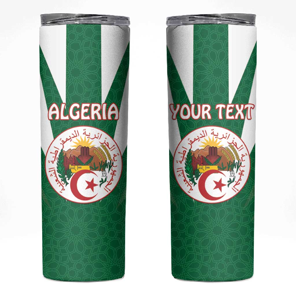 Personalised Afro Algeria Skinny Tumbler Coat Of Arms With Islamic Pattern