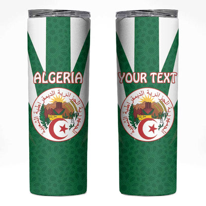 Personalised Afro Algeria Skinny Tumbler Coat Of Arms With Islamic Pattern