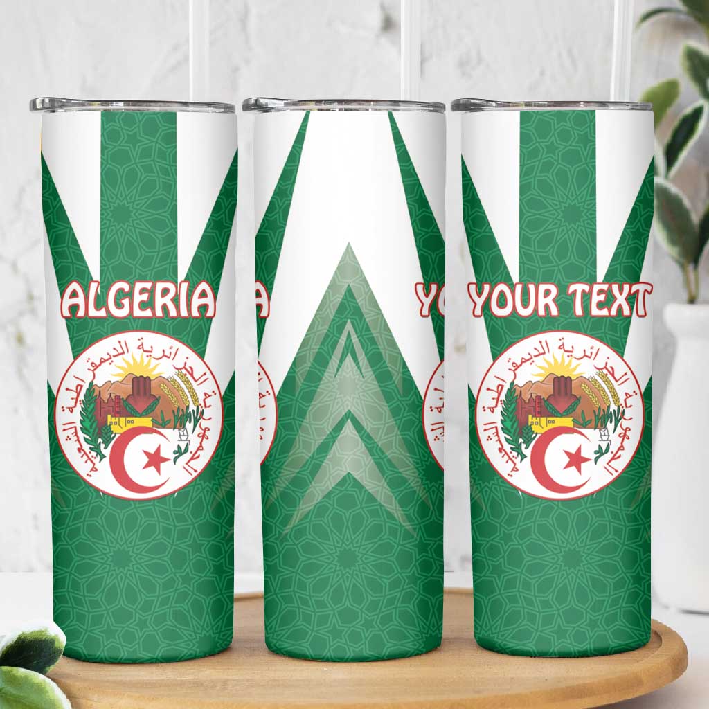 Personalised Afro Algeria Skinny Tumbler Coat Of Arms With Islamic Pattern