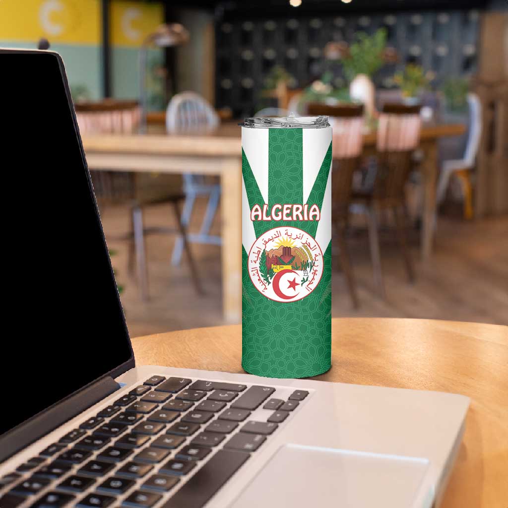 Personalised Afro Algeria Skinny Tumbler Coat Of Arms With Islamic Pattern