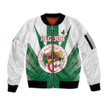 Personalised Afro Algeria Sleeve Zip Bomber Jacket Coat Of Arms With Islamic Pattern