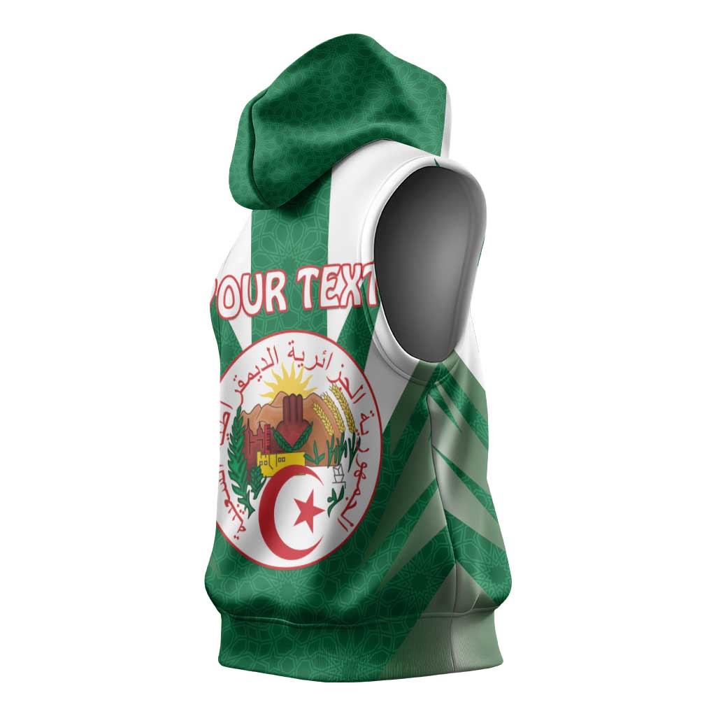Personalised Afro Algeria Sleeveless Hoodie Coat Of Arms With Islamic Pattern - African Pride