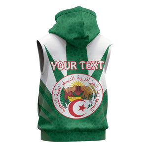 Personalised Afro Algeria Sleeveless Zip Hoodie Coat Of Arms With Islamic Pattern - African Pride