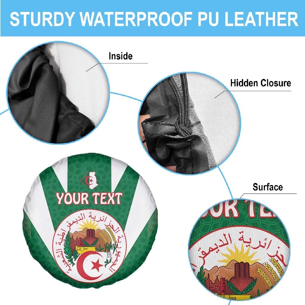 Personalised Afro Algeria Spare Tire Cover Coat Of Arms With Islamic Pattern