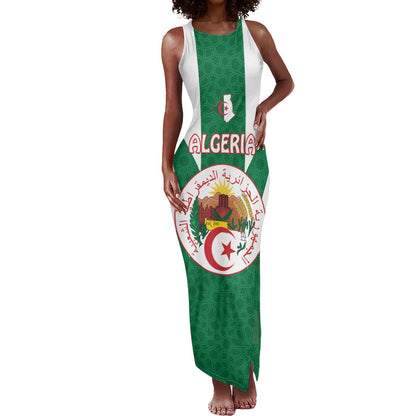 Personalised Afro Algeria Tank Maxi Dress Coat Of Arms With Islamic Pattern