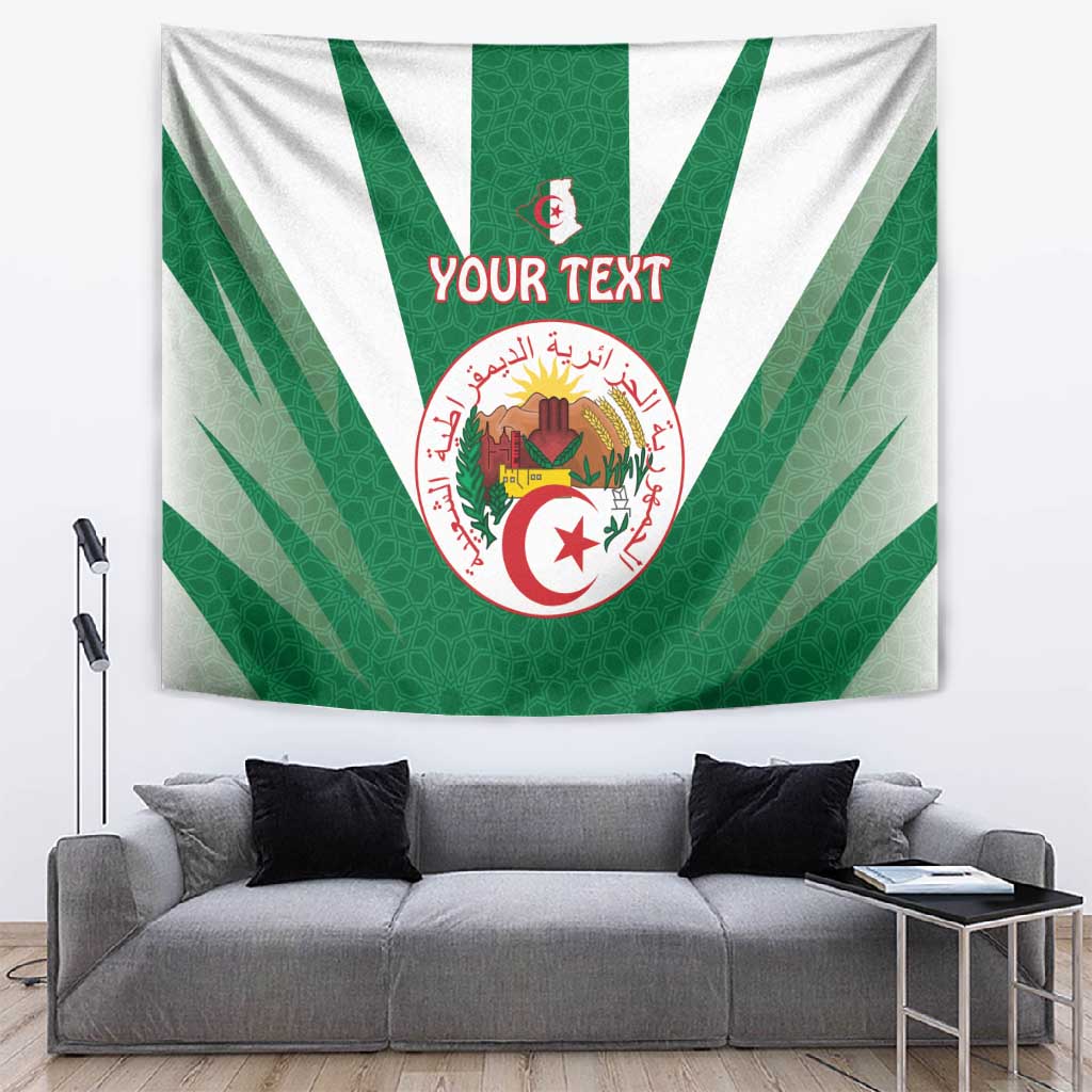 Personalised Afro Algeria Tapestry Coat Of Arms With Islamic Pattern