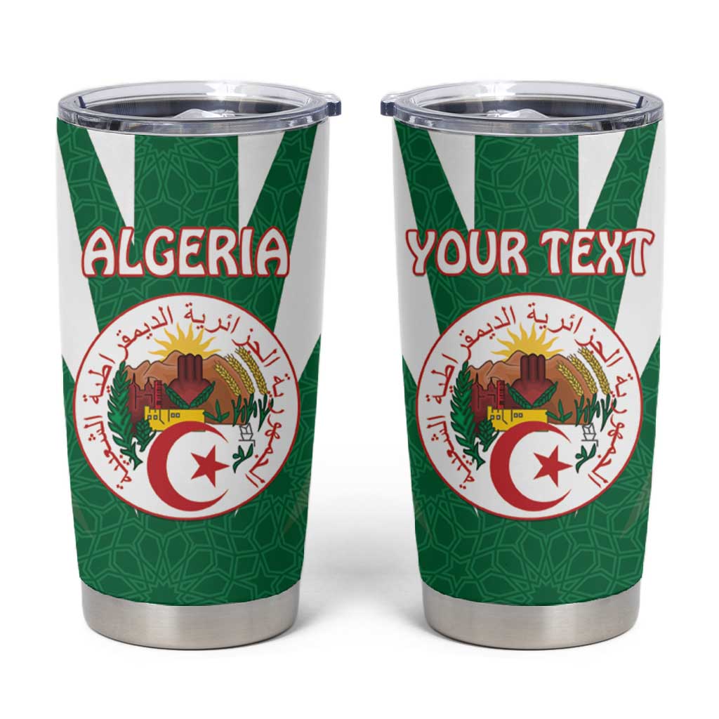Personalised Afro Algeria Tumbler Cup Coat Of Arms With Islamic Pattern