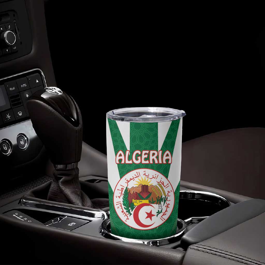 Personalised Afro Algeria Tumbler Cup Coat Of Arms With Islamic Pattern