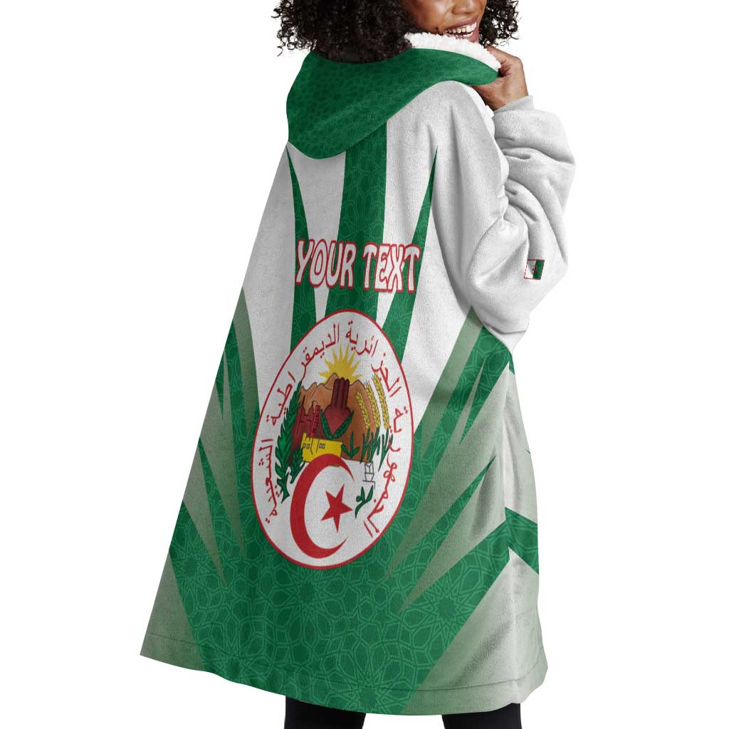 Personalised Afro Algeria Wearable Blanket Hoodie Coat Of Arms With Islamic Pattern