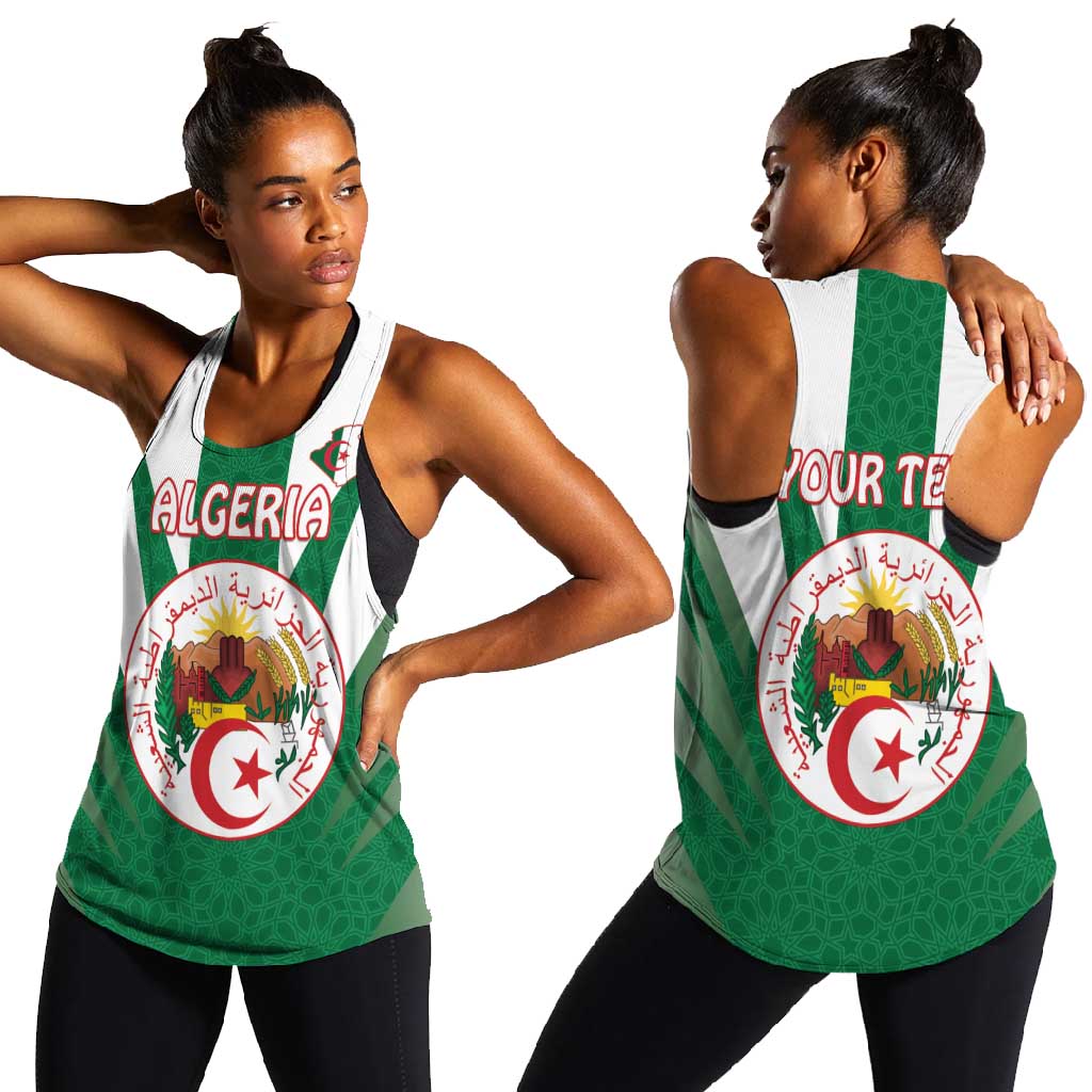 Personalised Afro Algeria Women Racerback Tank Coat Of Arms With Islamic Pattern