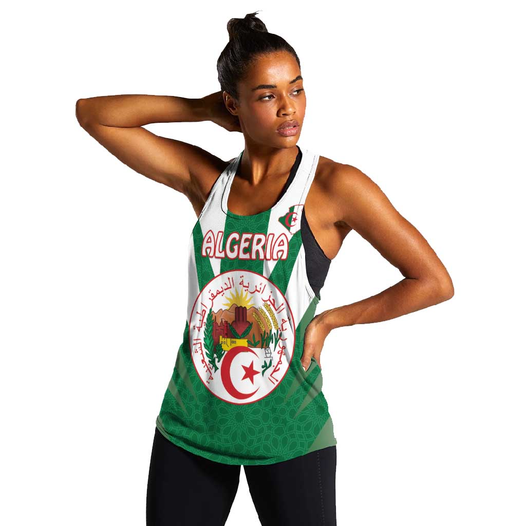 Personalised Afro Algeria Women Racerback Tank Coat Of Arms With Islamic Pattern