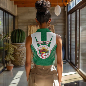 Personalised Afro Algeria Women Sleeveless Polo Shirt Coat Of Arms With Islamic Pattern