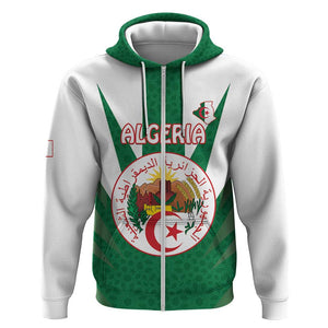Personalised Afro Algeria Zip Hoodie Coat Of Arms With Islamic Pattern
