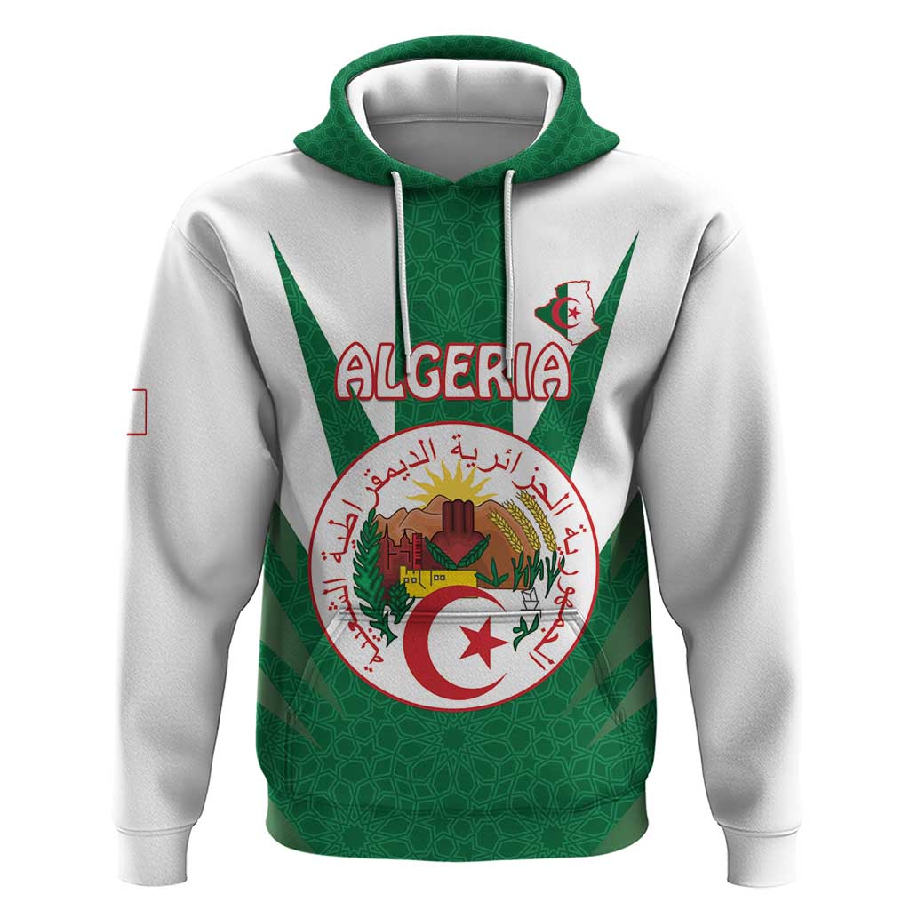 Personalised Afro Algeria Zip Hoodie Coat Of Arms With Islamic Pattern