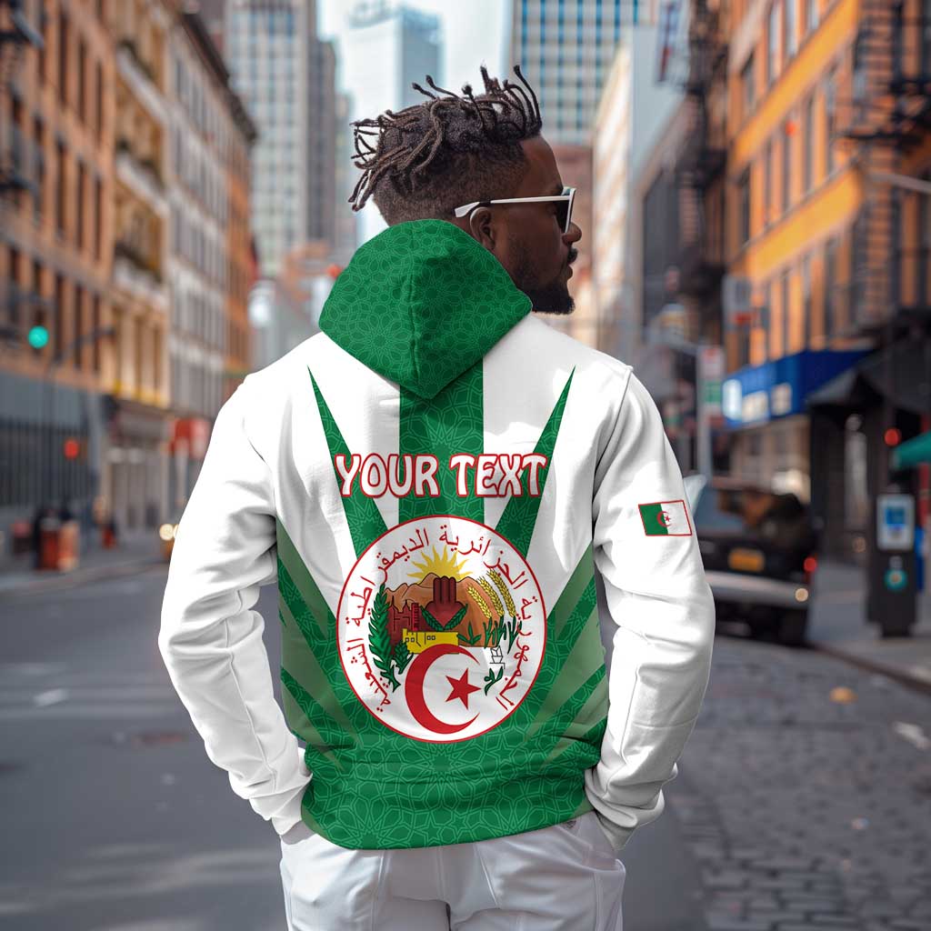 Personalised Afro Algeria Zip Hoodie Coat Of Arms With Islamic Pattern