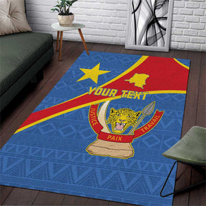 Personalised DR Congo Area Rug Coat Of Arms With Map