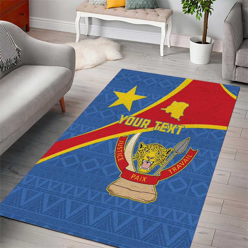 Personalised DR Congo Area Rug Coat Of Arms With Map