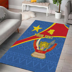 Personalised DR Congo Area Rug Coat Of Arms With Map