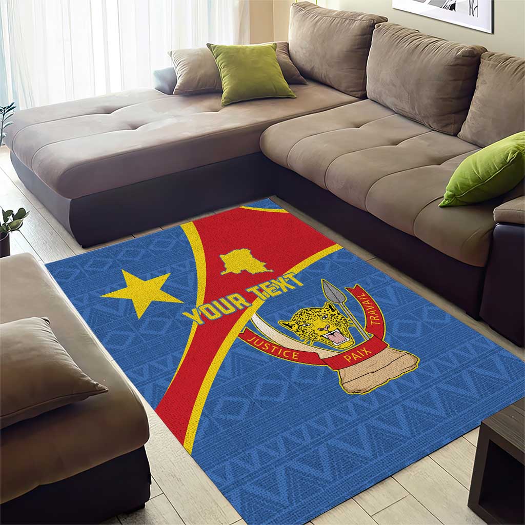 Personalised DR Congo Area Rug Coat Of Arms With Map