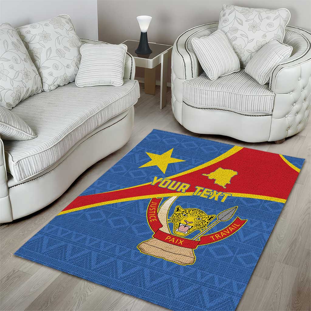 Personalised DR Congo Area Rug Coat Of Arms With Map
