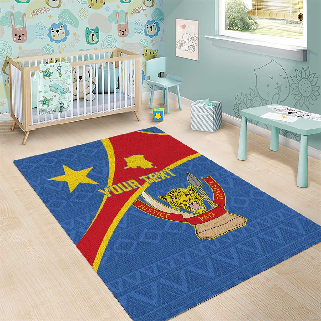 Personalised DR Congo Area Rug Coat Of Arms With Map