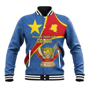 Personalised DR Congo Baseball Jacket Coat Of Arms With Map