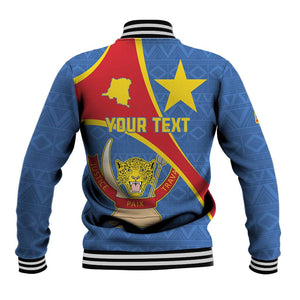 Personalised DR Congo Baseball Jacket Coat Of Arms With Map