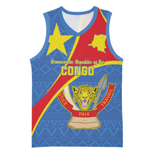 Personalised DR Congo Basketball Jersey Coat Of Arms With Map - African Pride