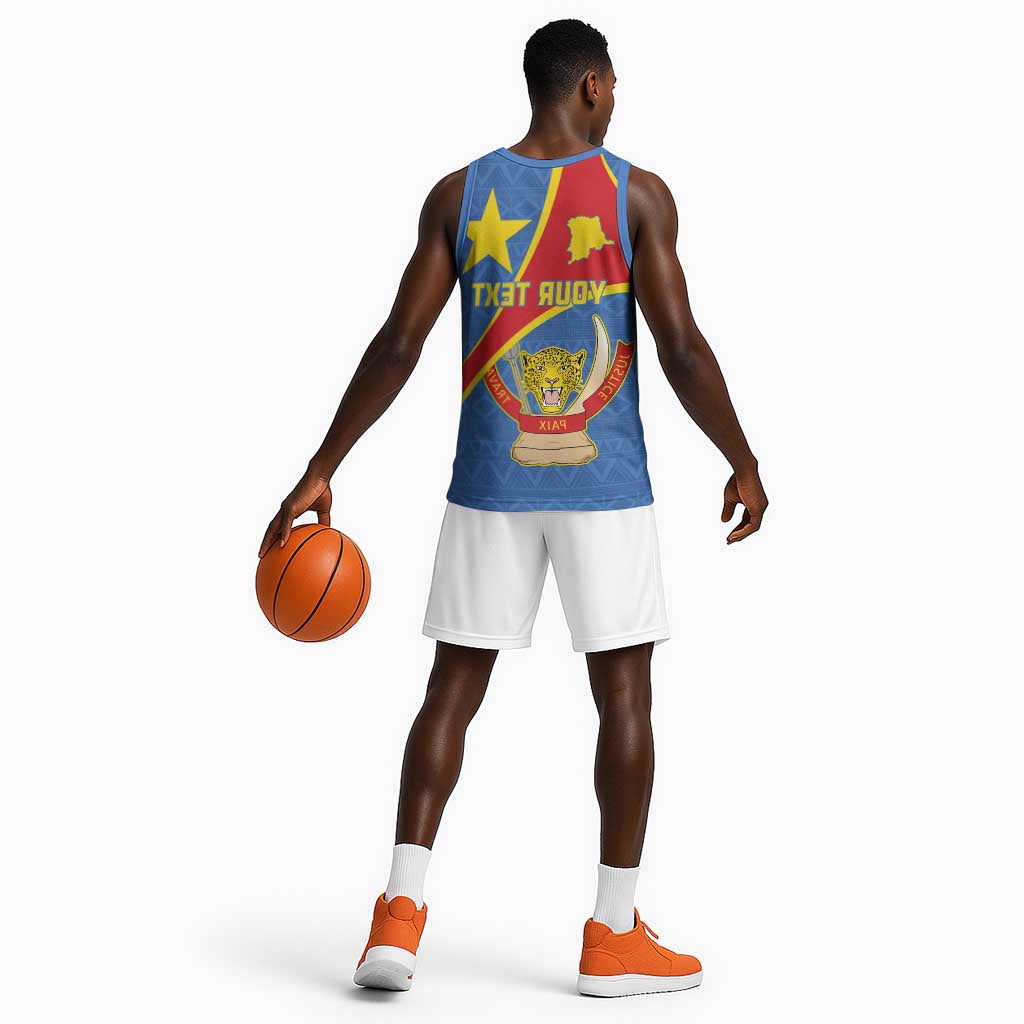 Personalised DR Congo Basketball Jersey Coat Of Arms With Map - African Pride