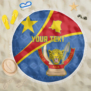 Personalised DR Congo Beach Blanket Coat Of Arms With Map