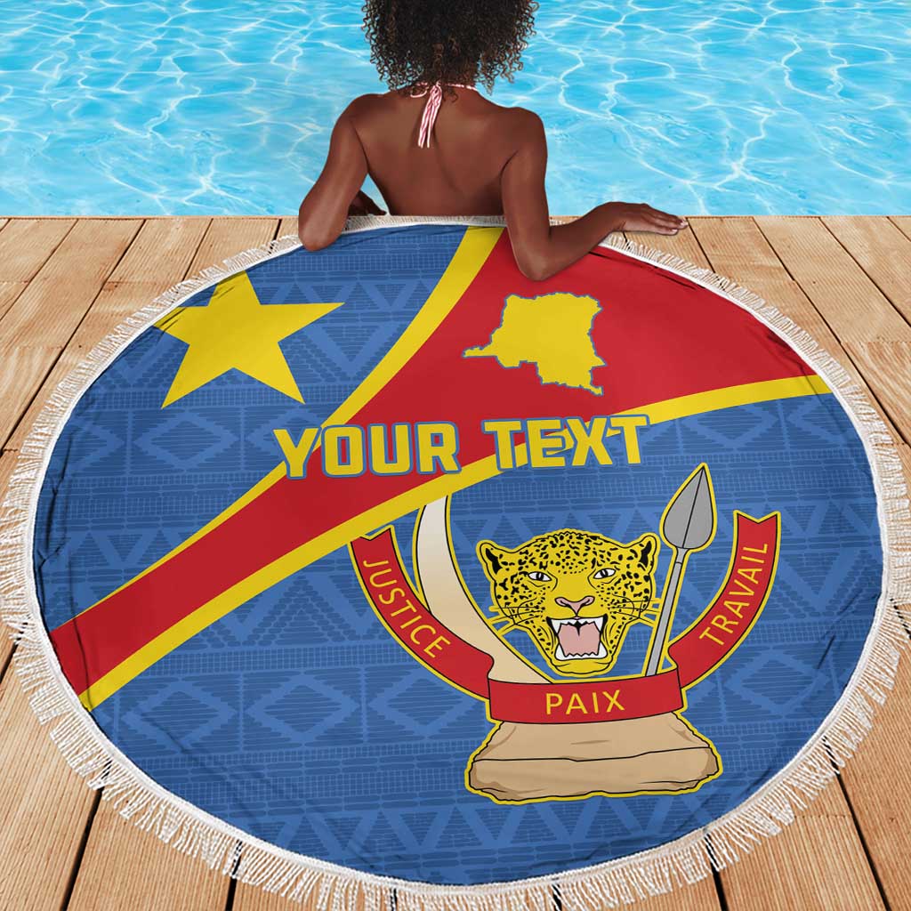 Personalised DR Congo Beach Blanket Coat Of Arms With Map